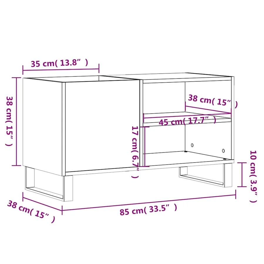 Armoire à disques chêne sonoma 85x38x48 cm bois d'ingénierie - 9