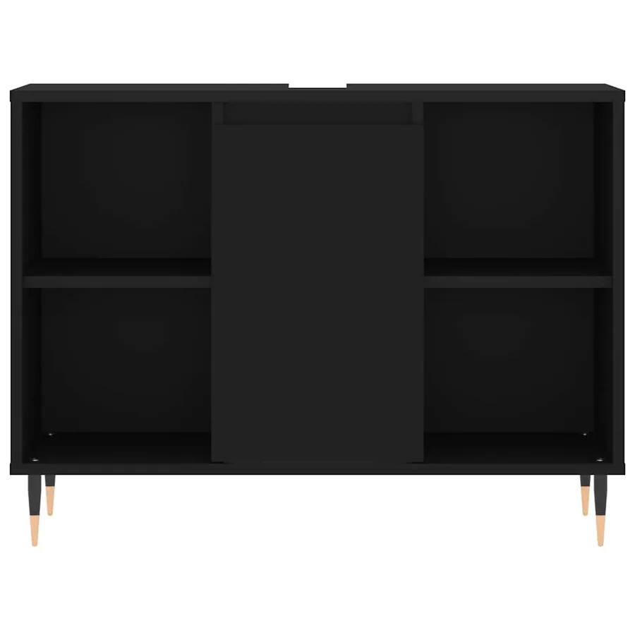 Armoire de salle de bain noir 80x33x60 cm bois d'ingénierie - 6
