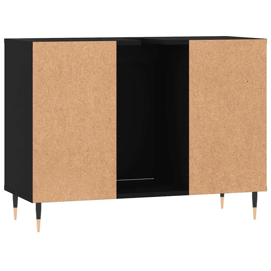 Armoire de salle de bain noir 80x33x60 cm bois d'ingénierie - 8