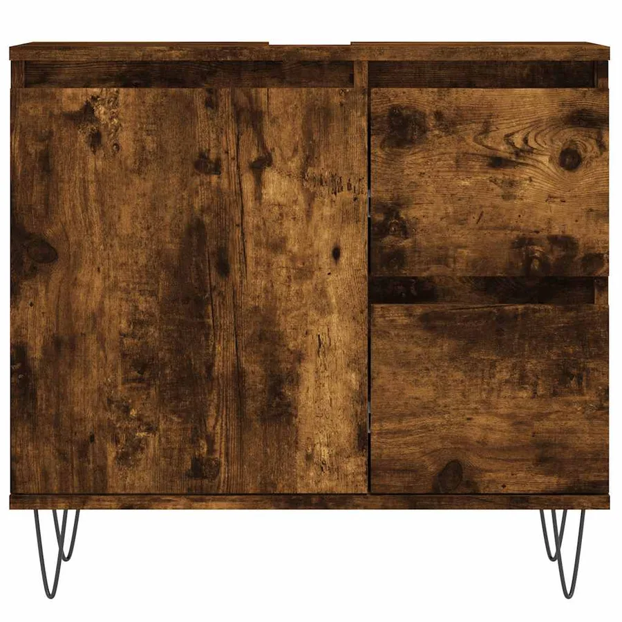 Armoire de bain chêne fumé 65x33x60 cm bois d'ingénierie - 5