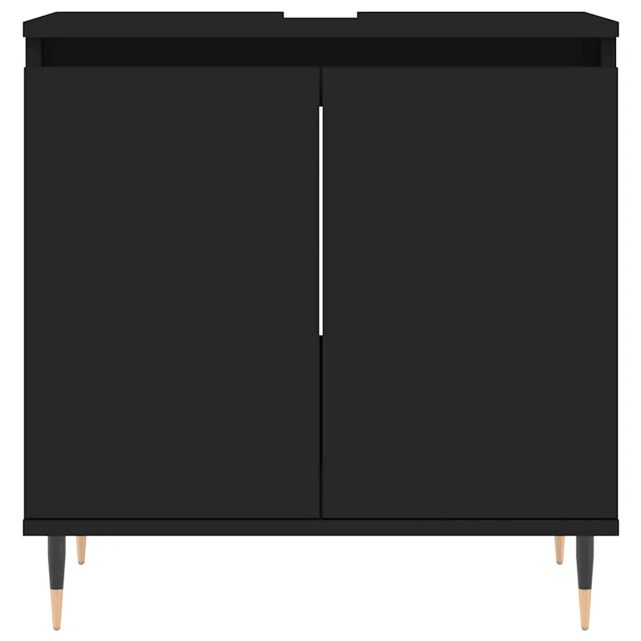 Armoire de salle de bain noir 58x33x60 cm bois d'ingénierie - 4