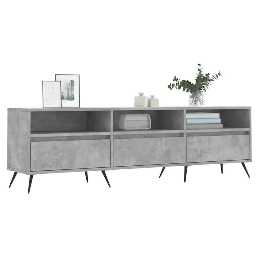 Meuble TV gris béton 150x30x44,5 cm bois d'ingénierie - 3