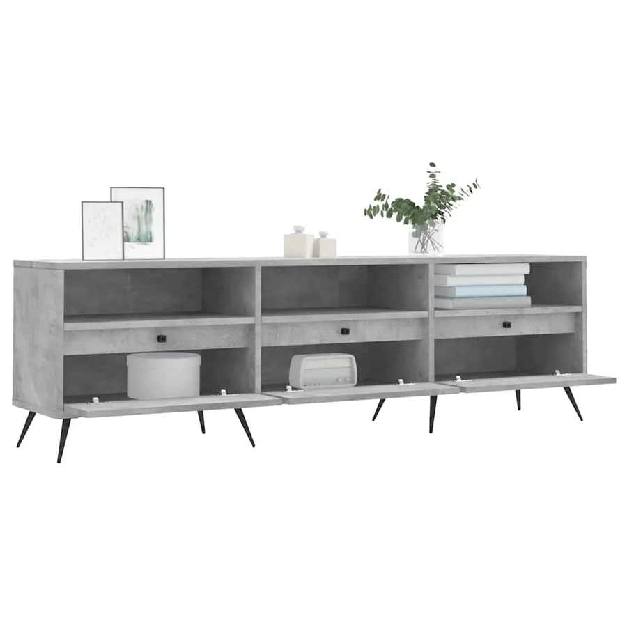 Meuble TV gris béton 150x30x44,5 cm bois d'ingénierie - 4