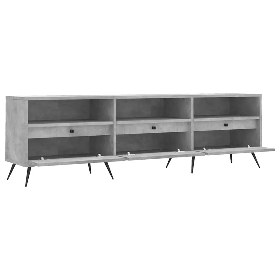 Meuble TV gris béton 150x30x44,5 cm bois d'ingénierie - 6