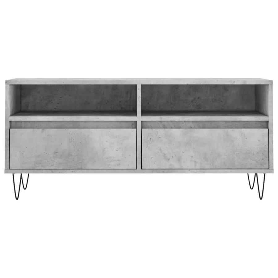 Meuble TV gris béton 100x34,5x44,5 cm bois d'ingénierie - 5