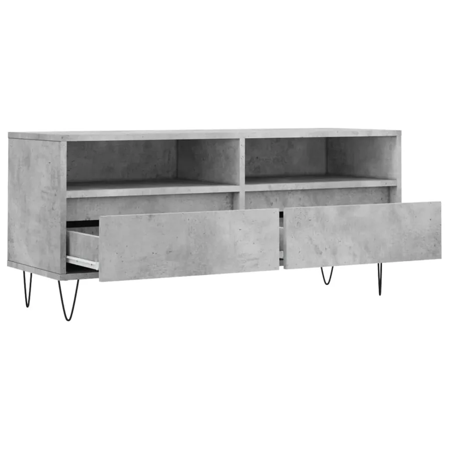 Meuble TV gris béton 100x34,5x44,5 cm bois d'ingénierie - 6