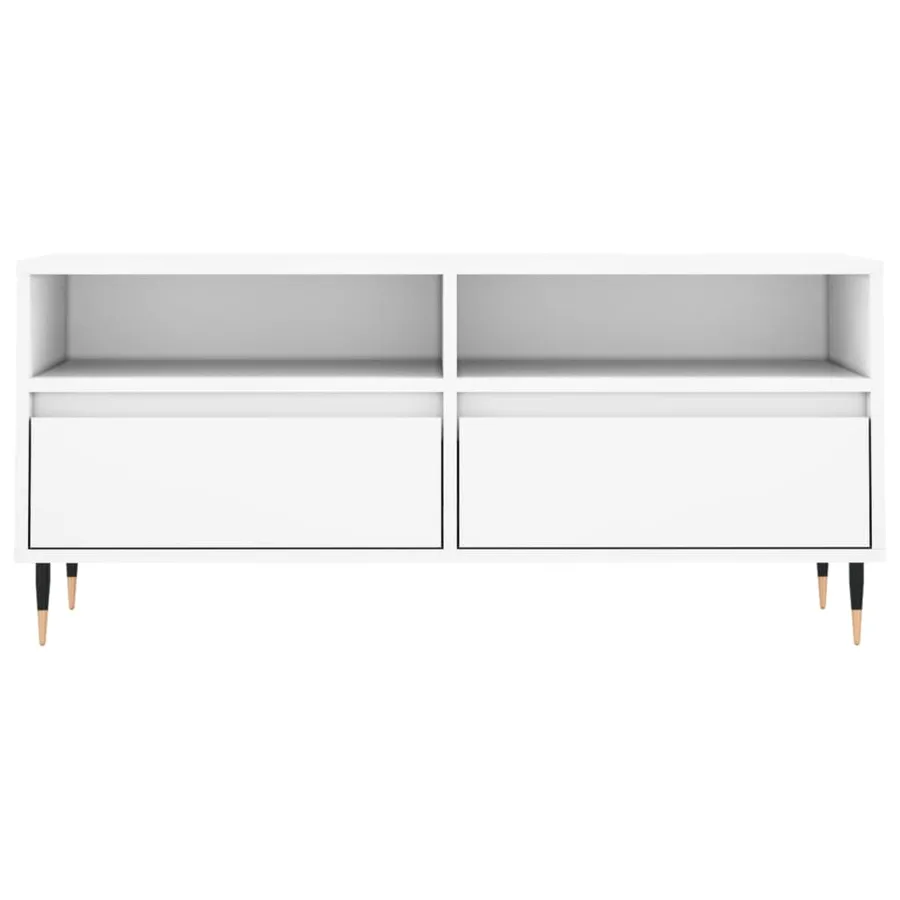 Meuble TV blanc 100x34,5x44,5 cm bois d'ingénierie - 5