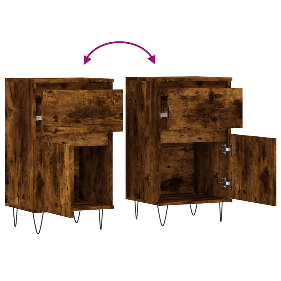 Buffets 2 pcs chêne fumé 40x35x70 cm bois d'ingénierie - 10