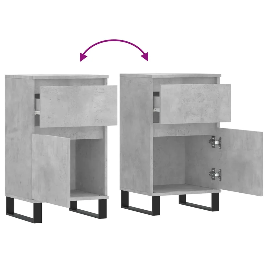 Buffets 2 pcs gris béton 40x35x70 cm bois d'ingénierie - 10