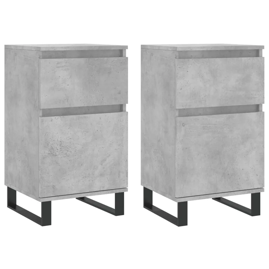 Buffets 2 pcs gris béton 40x35x70 cm bois d'ingénierie - 2