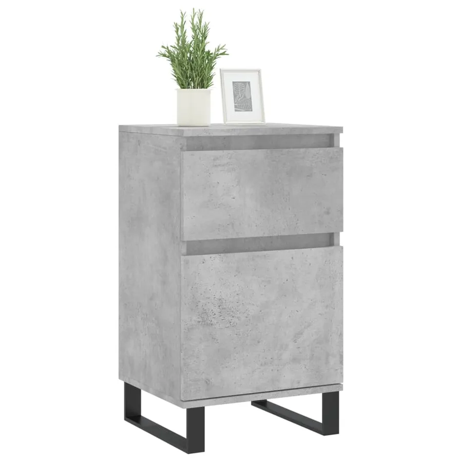 Buffets 2 pcs gris béton 40x35x70 cm bois d'ingénierie - 3