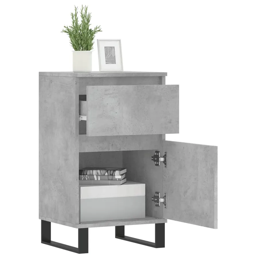 Buffets 2 pcs gris béton 40x35x70 cm bois d'ingénierie - 4