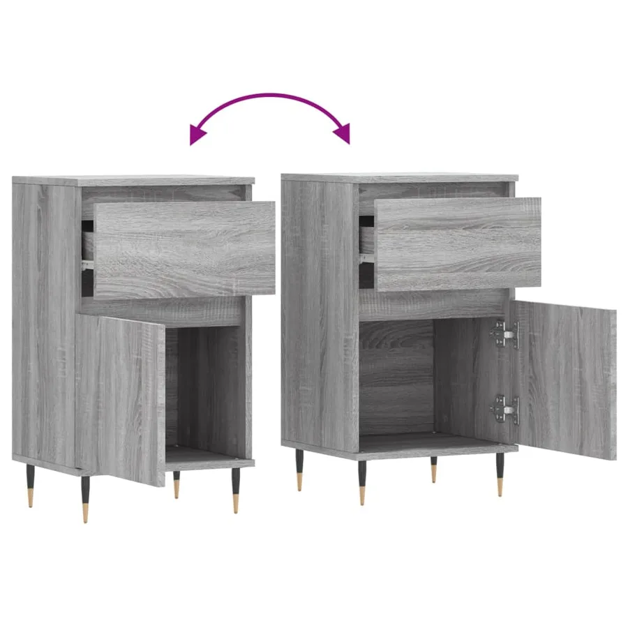 Buffet sonoma gris 40x35x70 cm bois d'ingénierie - 8