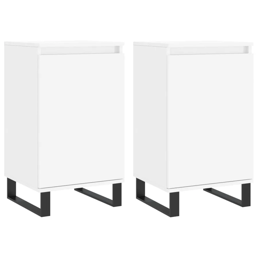 Buffets 2 pcs blanc 40x35x70 cm bois d’ingénierie - 2