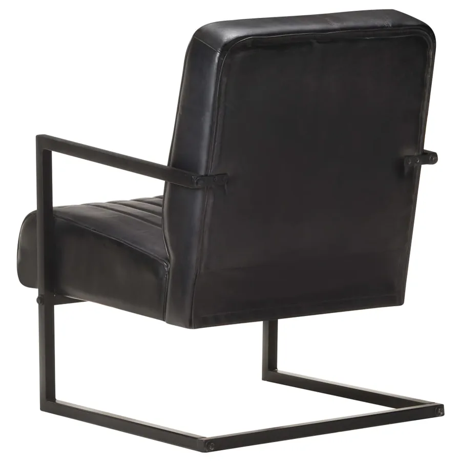 Chaise de canapé cantilever noir cuir véritable - 4