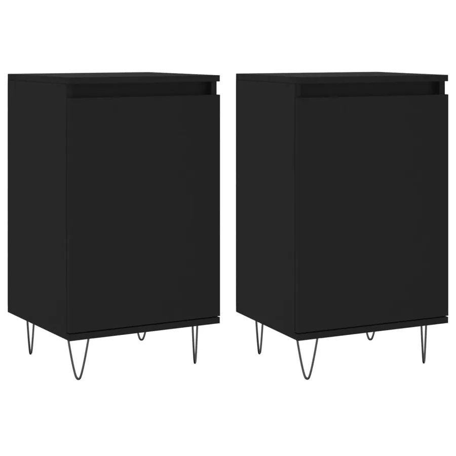Buffets 2 pcs noir 40x35x70 cm bois d’ingénierie - 2