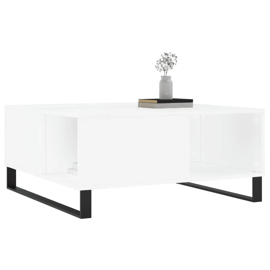 Table basse blanc 80x80x36,5 cm bois d'ingénierie - 3