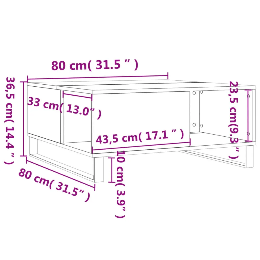Table basse blanc 80x80x36,5 cm bois d'ingénierie - 9