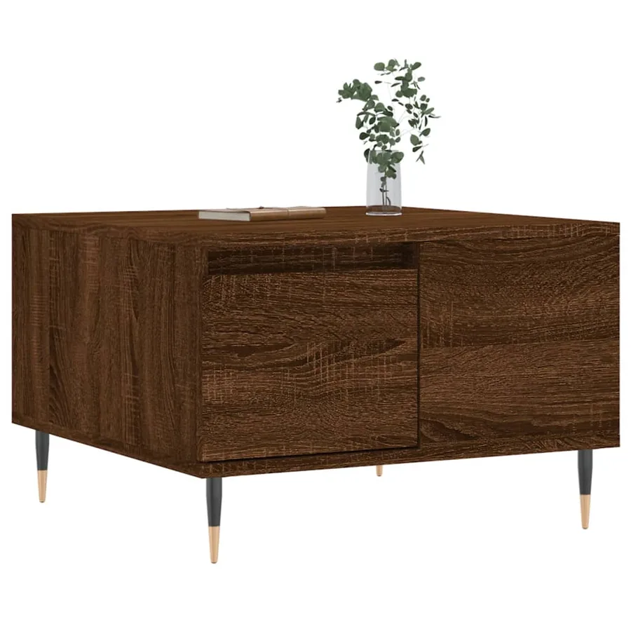 Table basse chêne marron 55x55x36,5 cm bois d'ingénierie - 3