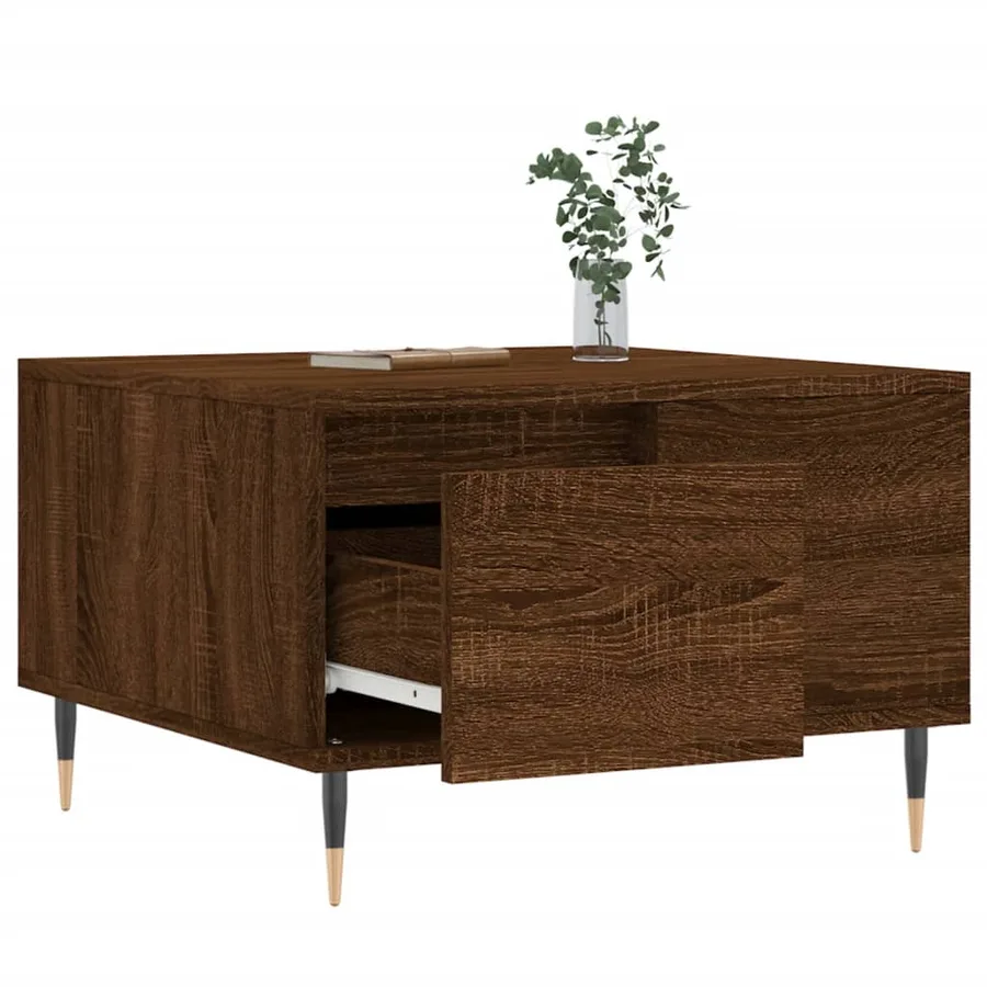 Table basse chêne marron 55x55x36,5 cm bois d'ingénierie - 4