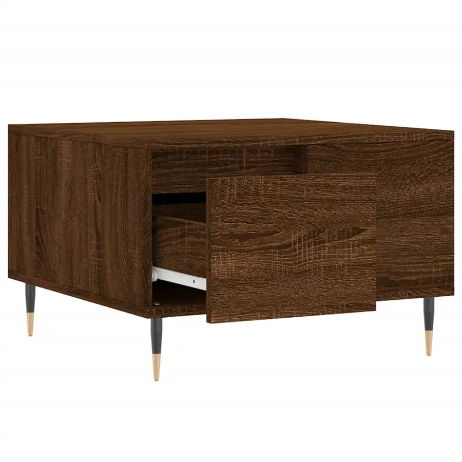 Table basse chêne marron 55x55x36,5 cm bois d'ingénierie - 6