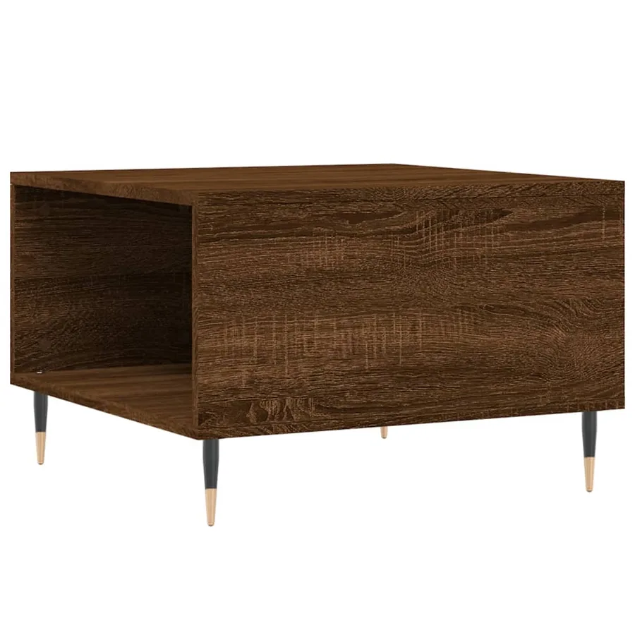 Table basse chêne marron 55x55x36,5 cm bois d'ingénierie - 8