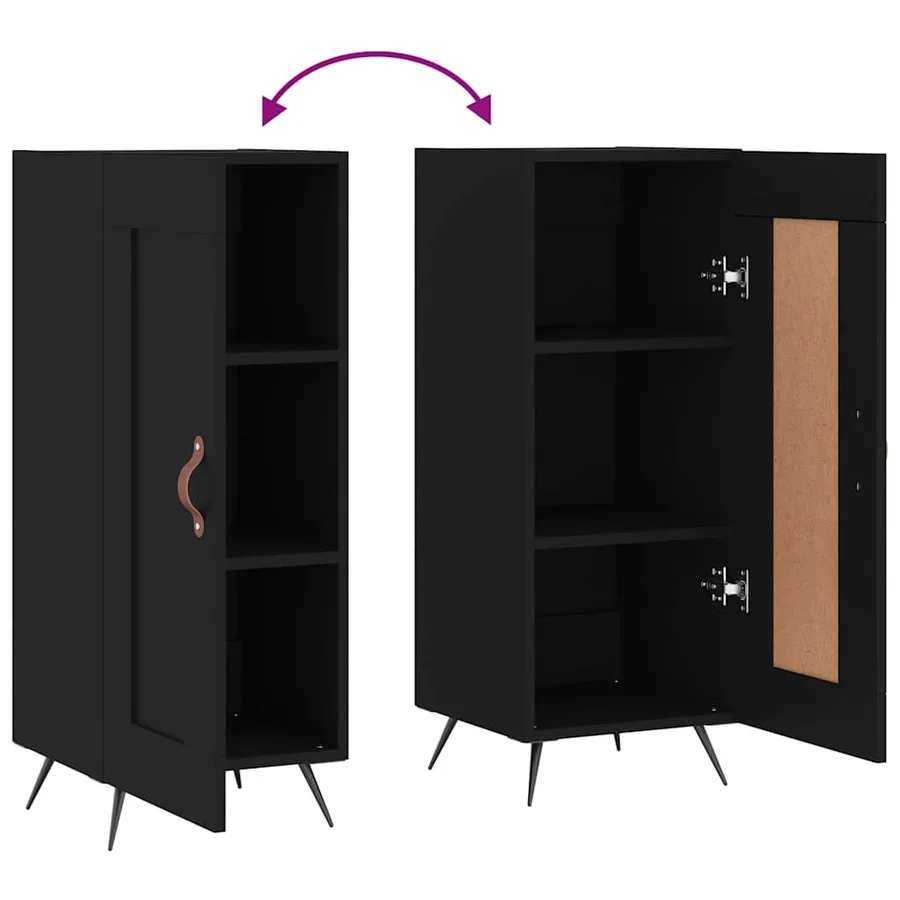 Buffet Noir 34,5x34x90 cm Bois d'ingénierie - 9