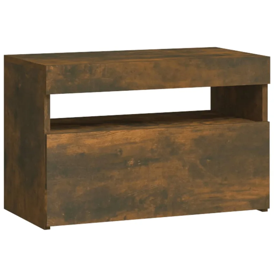 Table de chevet avec lumières LED Chêne fumé 60x35x40 cm - 3