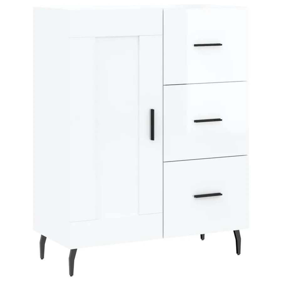 Buffet Blanc brillant 69,5x34x90 cm Bois d'ingénierie - 2