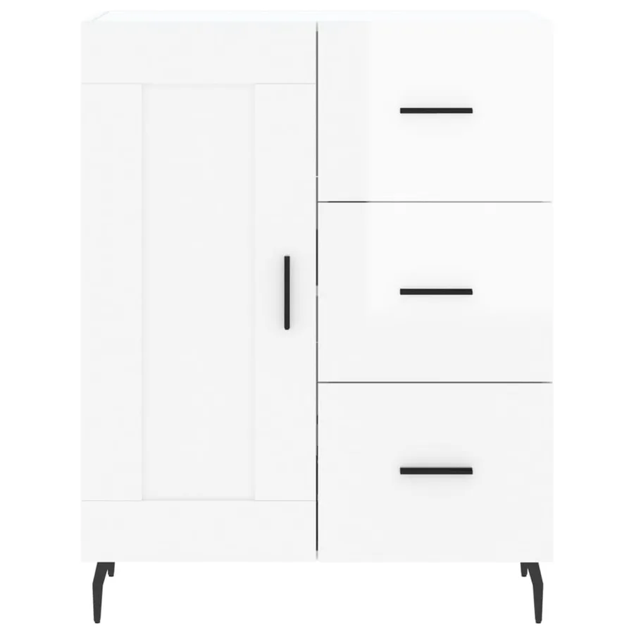 Buffet Blanc brillant 69,5x34x90 cm Bois d'ingénierie - 5