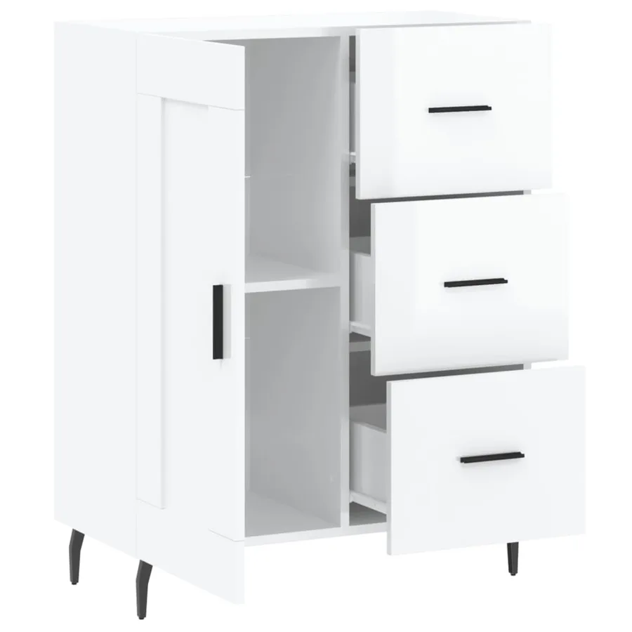 Buffet Blanc brillant 69,5x34x90 cm Bois d'ingénierie - 6