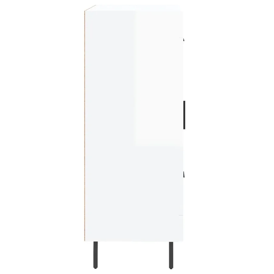 Buffet Blanc brillant 69,5x34x90 cm Bois d'ingénierie - 7