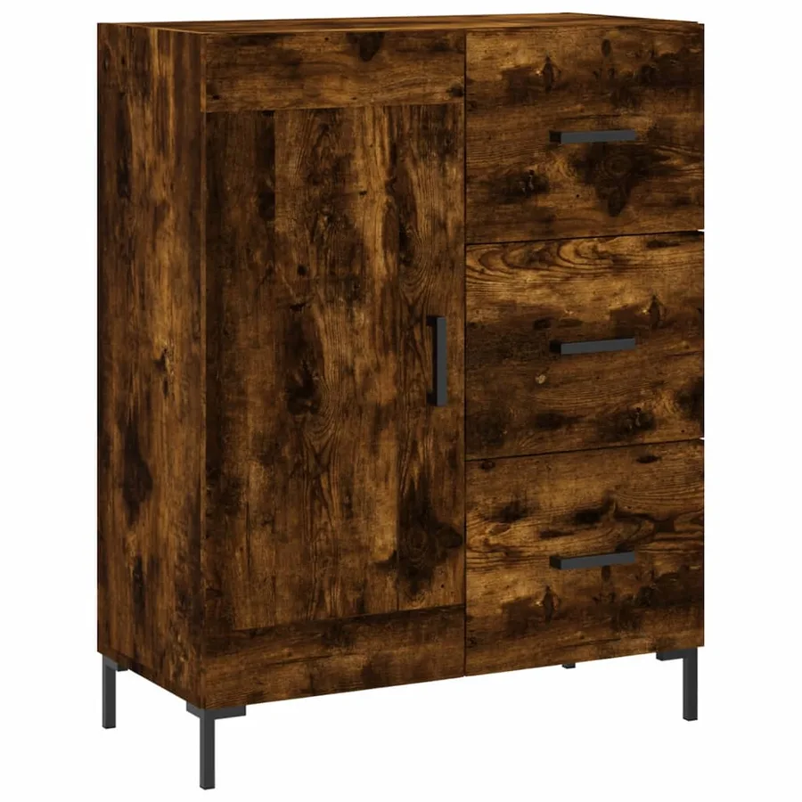 Buffet chêne fumé 69,5x34x90 cm bois d'ingénierie - 2