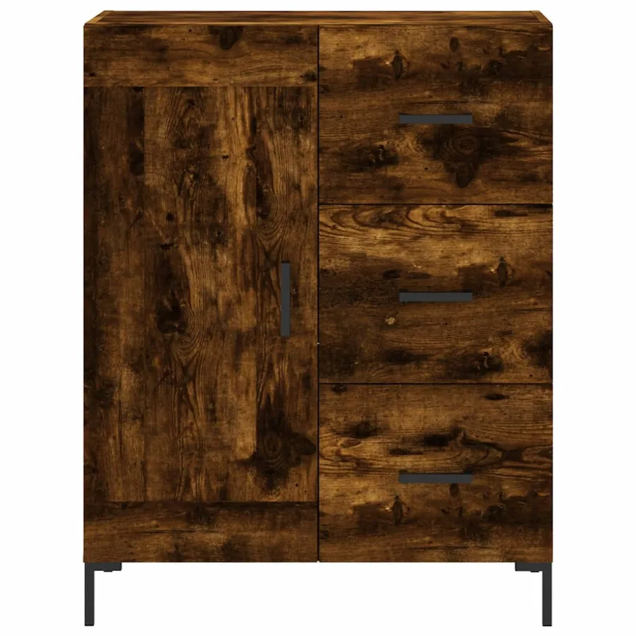 Buffet chêne fumé 69,5x34x90 cm bois d'ingénierie - 5