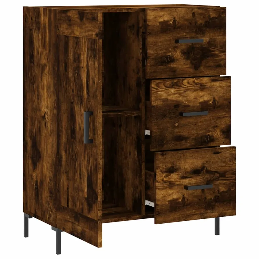 Buffet chêne fumé 69,5x34x90 cm bois d'ingénierie - 6