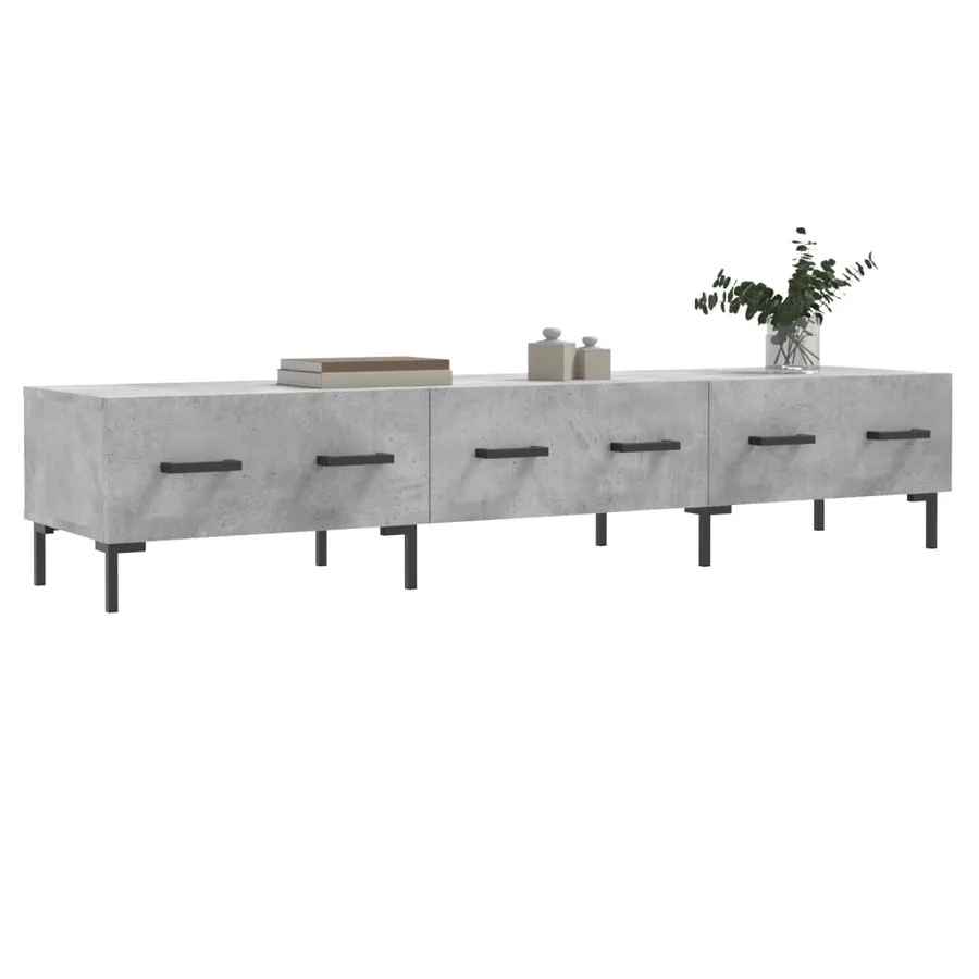 Meuble TV gris béton 150x36x30 cm bois d'ingénierie - 3