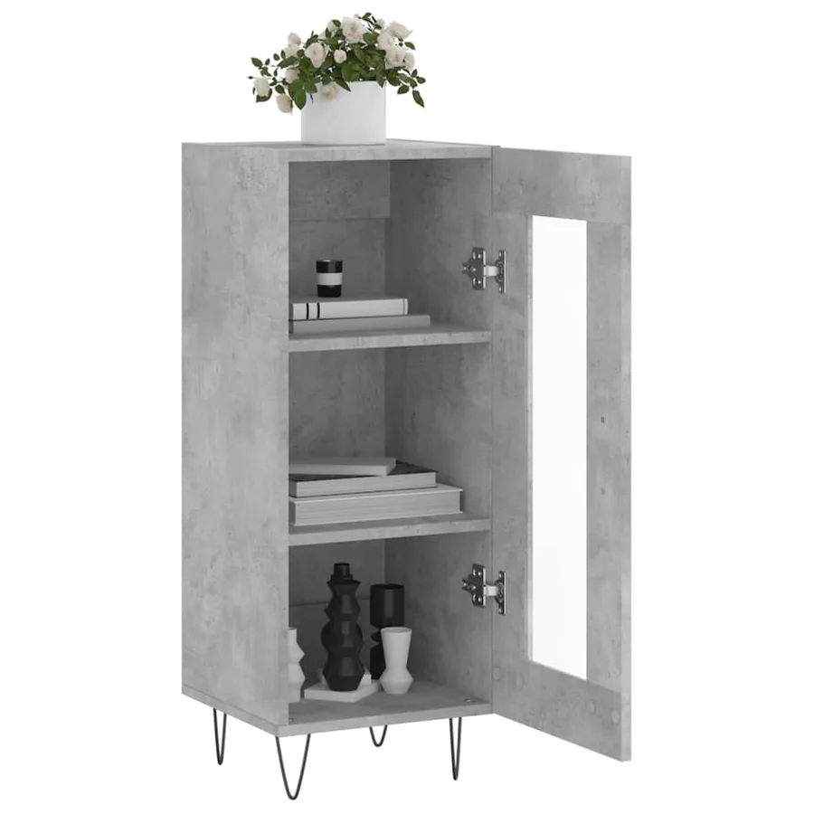 Buffet Gris béton 34,5x34x90 cm Bois d'ingénierie - 4