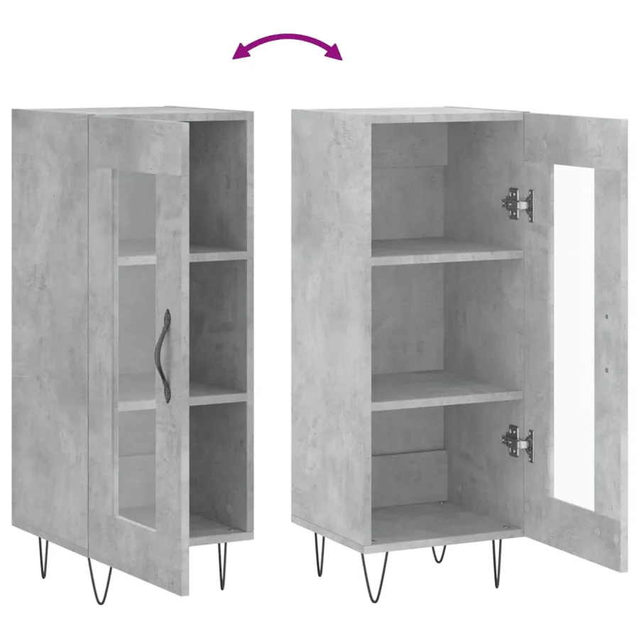 Buffet Gris béton 34,5x34x90 cm Bois d'ingénierie - 9