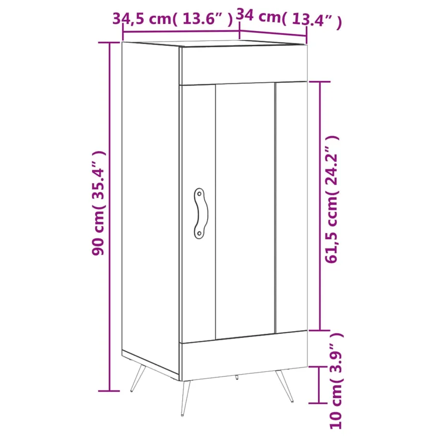 Buffet Chêne marron 34,5x34x90 cm Bois d'ingénierie - 13