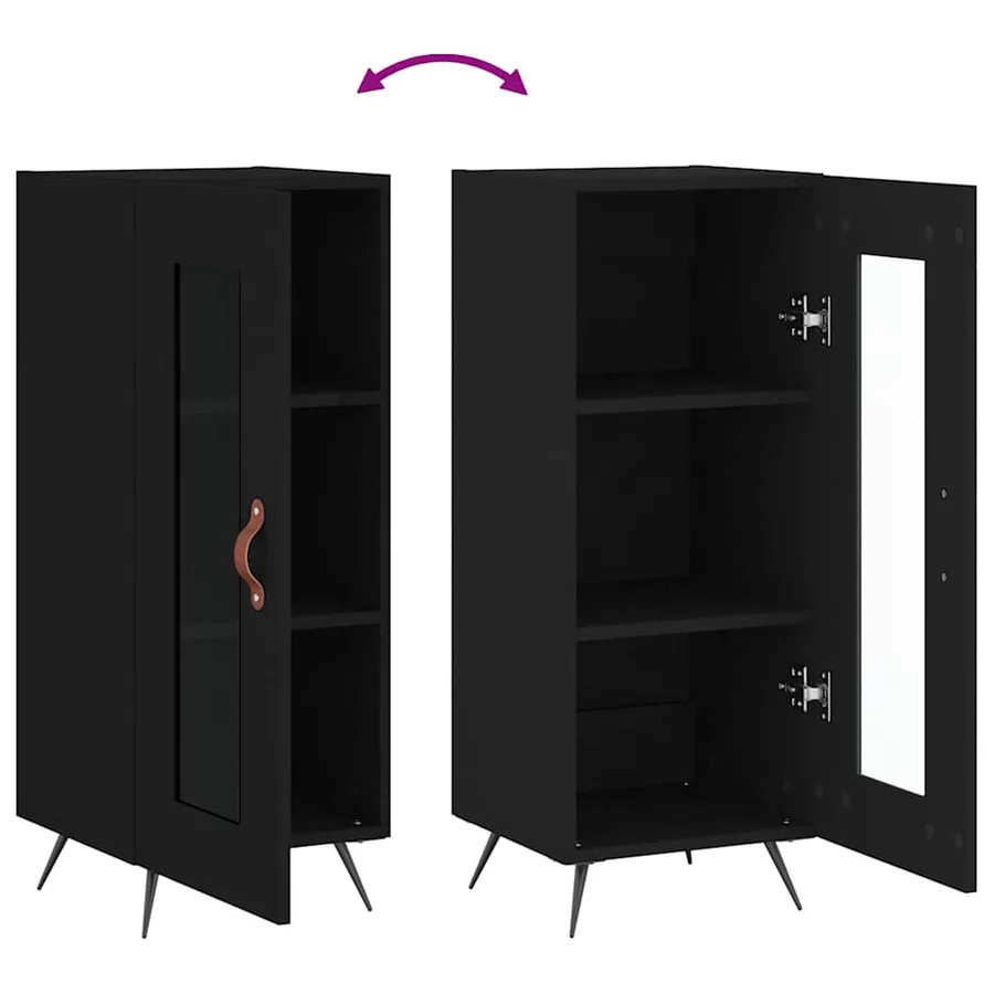 Buffet Noir 34,5x34x90 cm Bois d'ingénierie - 9