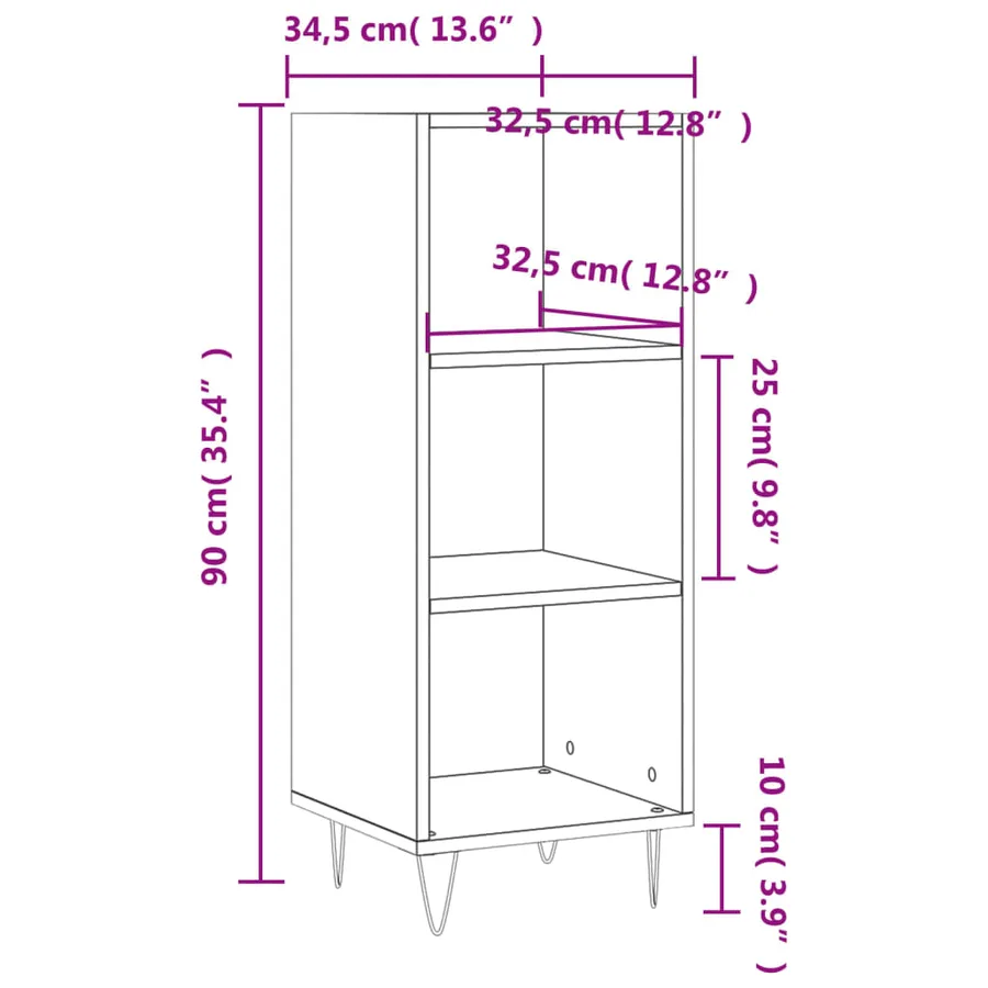 Buffet chêne sonoma 34,5x32,5x90 cm bois d'ingénierie - 9