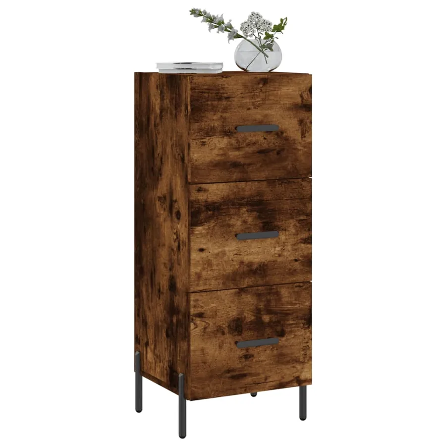 Buffet Chêne fumé 34,5x34x90 cm Bois d'ingénierie - 3