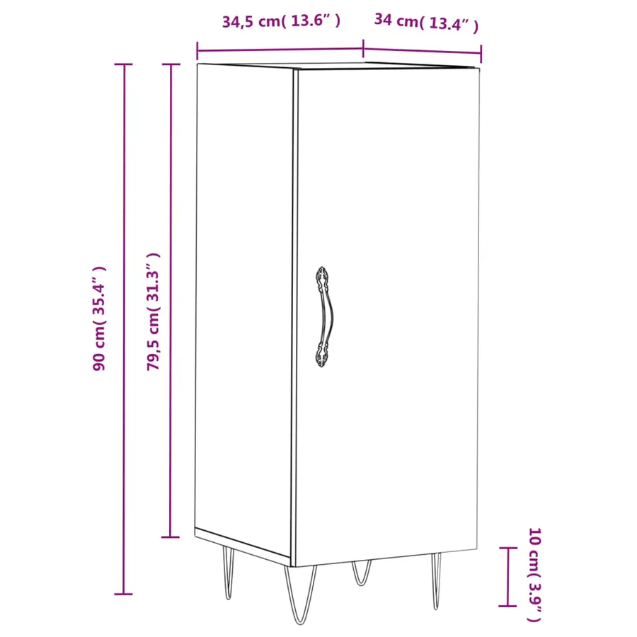 Buffet blanc 34,5x34x90 cm bois d'ingénierie - 13