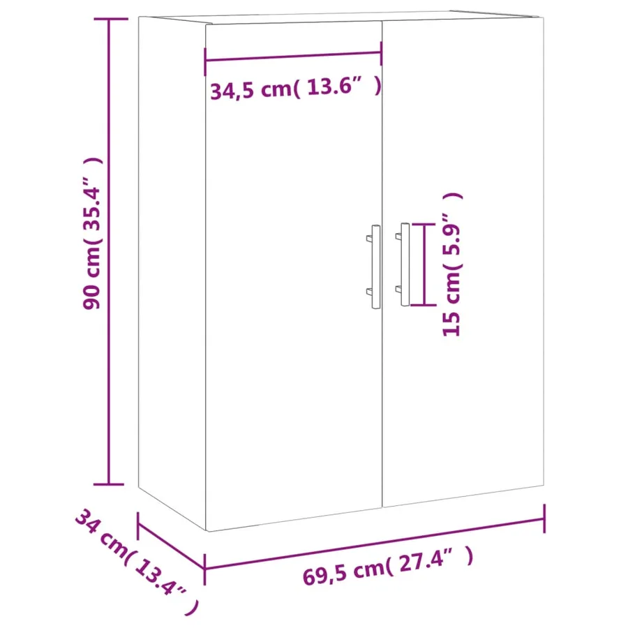 Armoire murale chêne fumé 69,5x34x90 cm - 13
