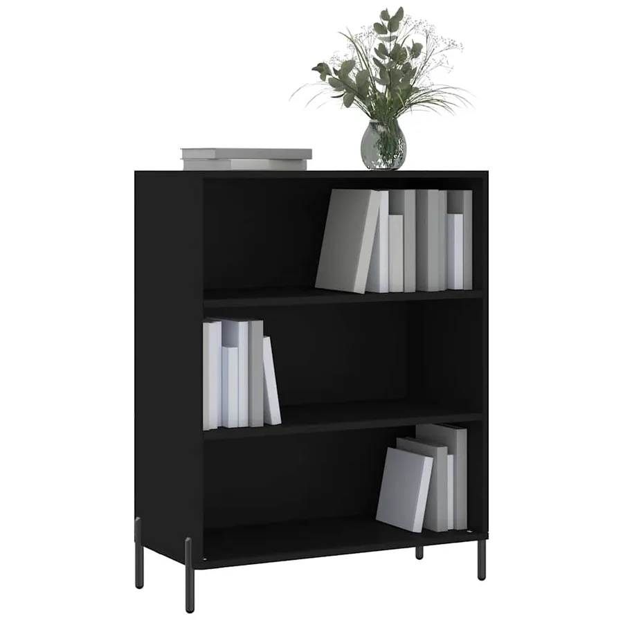 Armoire à étagères noir 69,5x32,5x90 cm bois d'ingénierie - 3