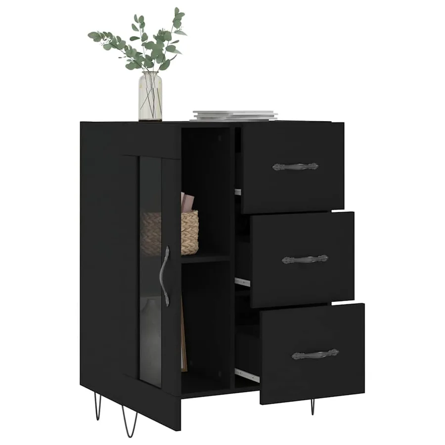 Buffet noir 69,5x34x90 cm bois d'ingénierie - 4
