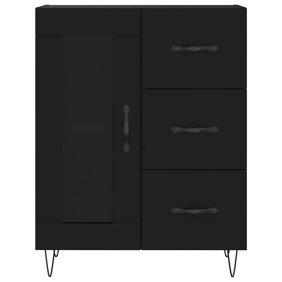 Buffet noir 69,5x34x90 cm bois d'ingénierie - 5