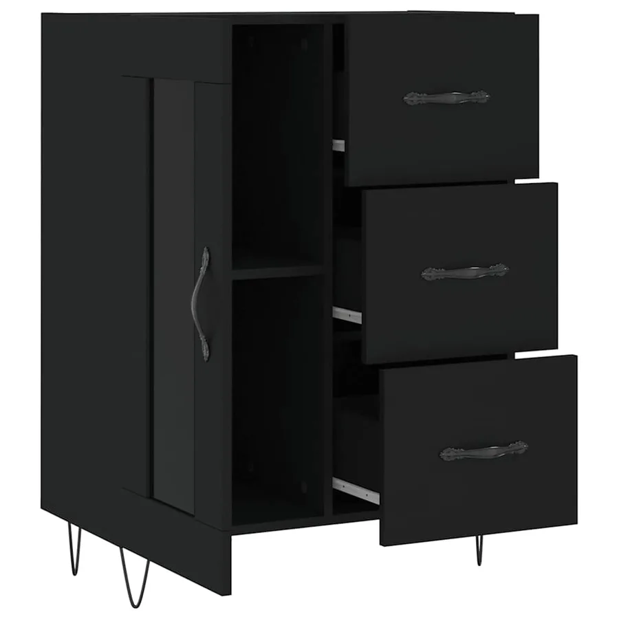 Buffet noir 69,5x34x90 cm bois d'ingénierie - 6