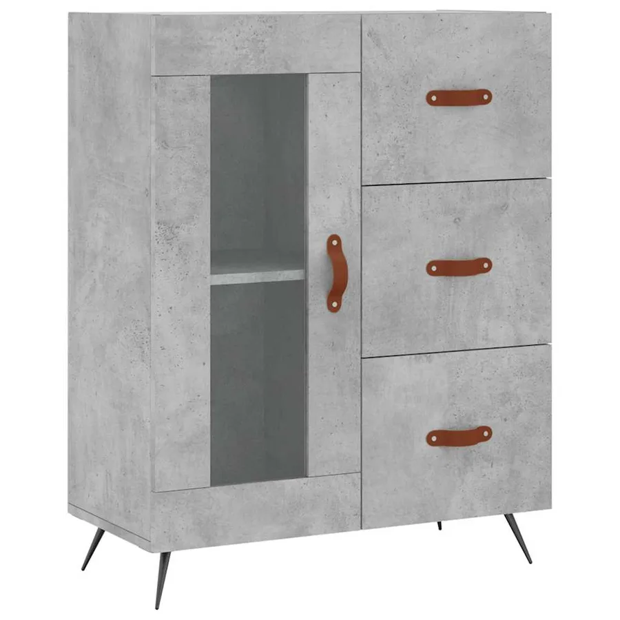 Buffet gris béton 69,5x34x90 cm bois d'ingénierie - 2