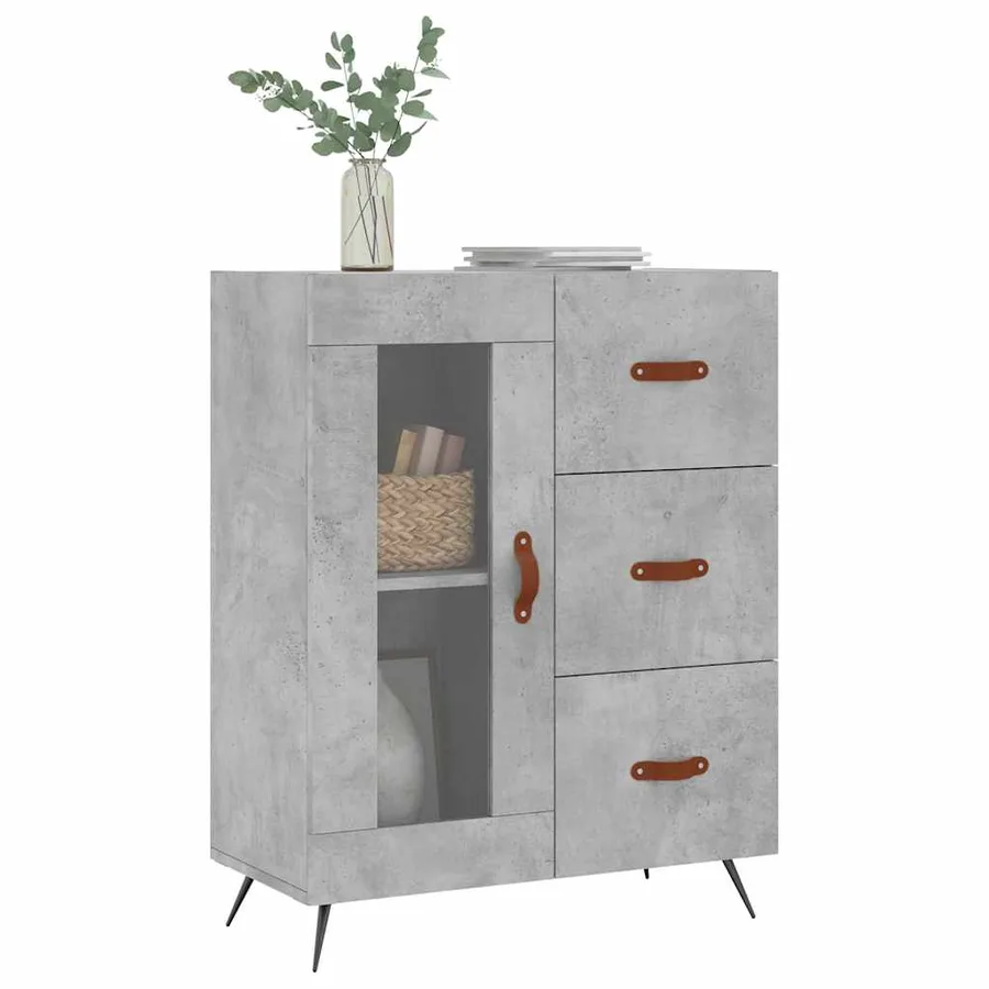 Buffet gris béton 69,5x34x90 cm bois d'ingénierie - 3